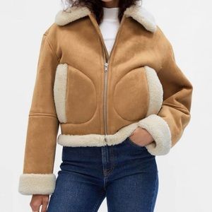 Gap Vegan Suede Sherpa-Trim Jacket size XXS brand new with tags